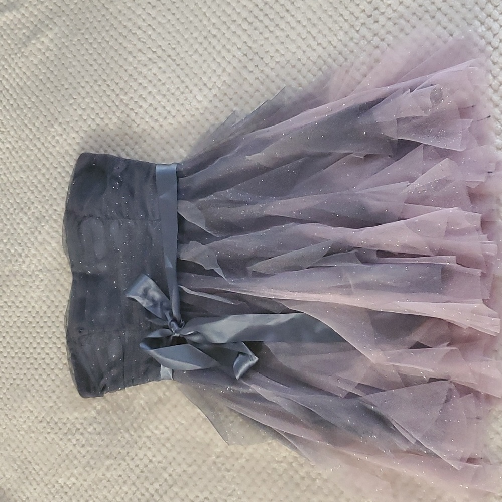 Teeze me girls junior ruffled strapless dress size 7 bluish purple/pink